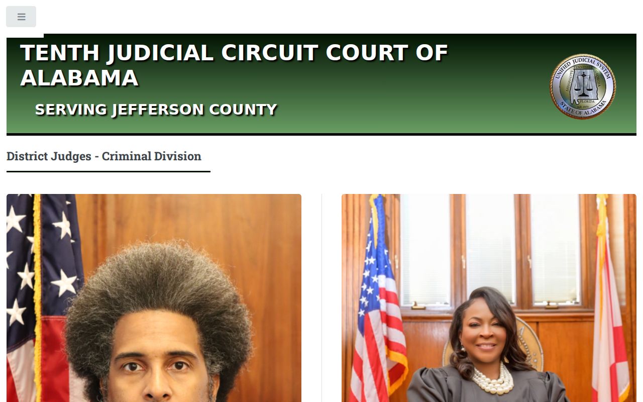 Jefferson County criminal court docket District judges page