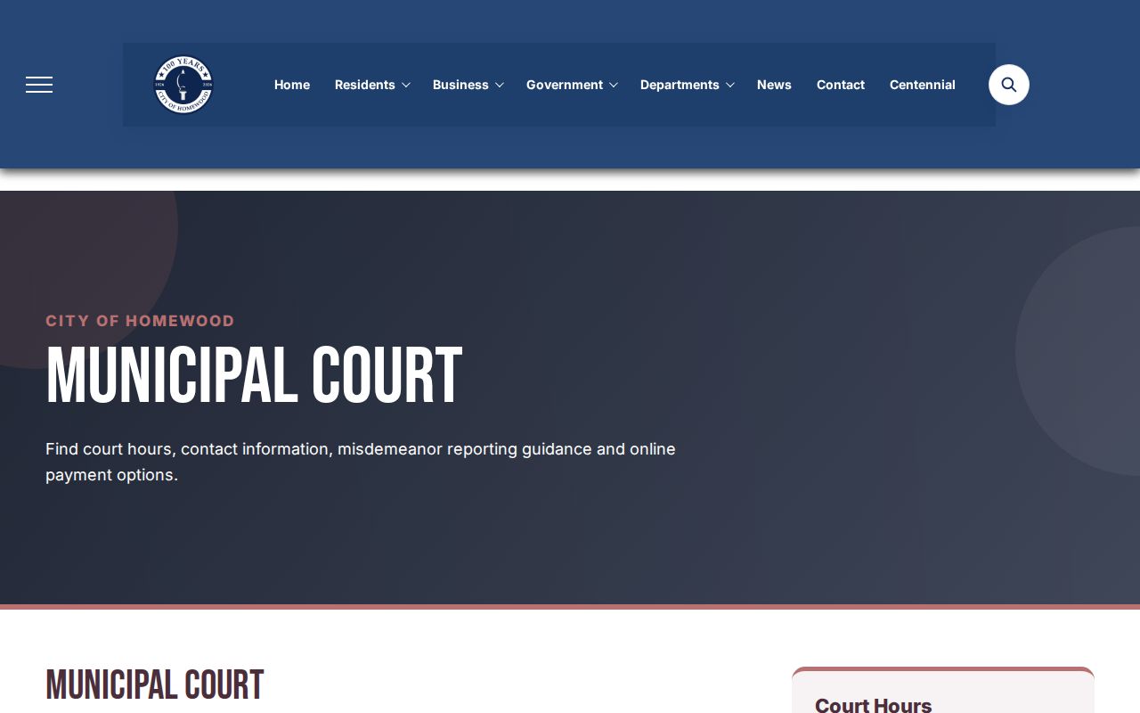 Official Homewood Municipal Court information page